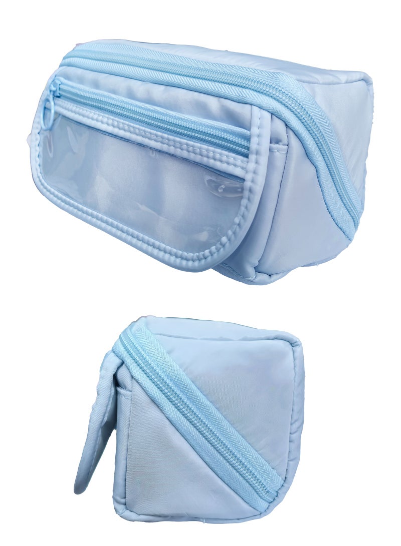 Big Capacity Pencil Pen Case, Pen Case Office College School Large Storage High Capacity Bag Pouch Holder Box Organizer Light, Fashionable pencil case for boys and girls (Blue) - Image 5