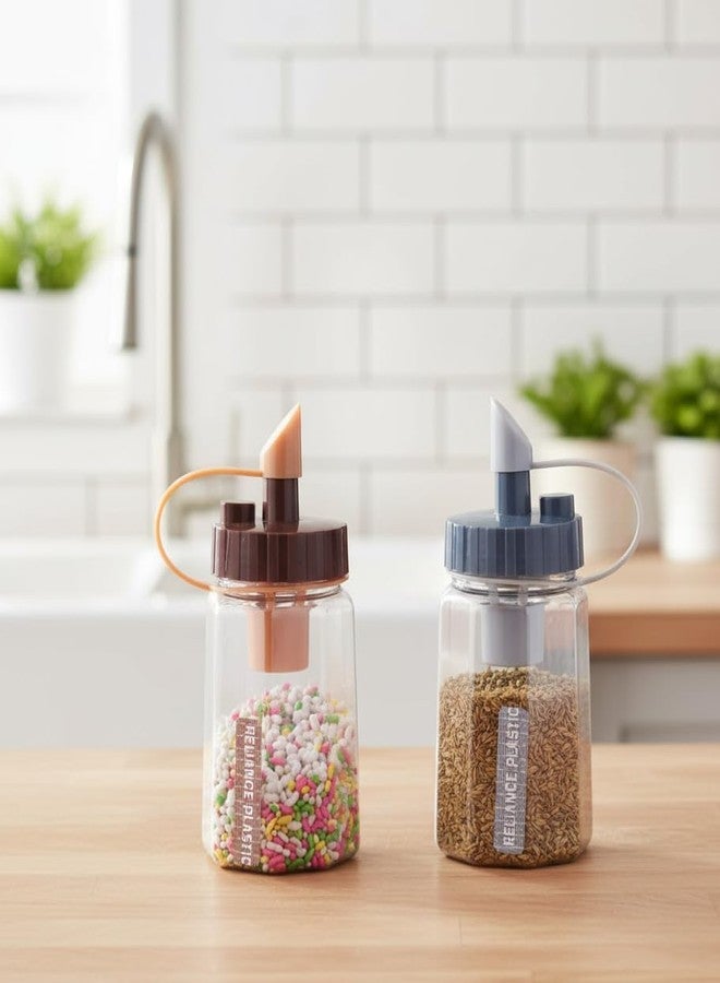 DVELLZY Clear Plastic Mukhwas Bottle | Smart Flip Cap & Easy Flow Design | Kitchen & Tabletop Storage Container for Mouth Fresheners, Spices, Snacks, 300ml (Pack Of 2) - Image 1
