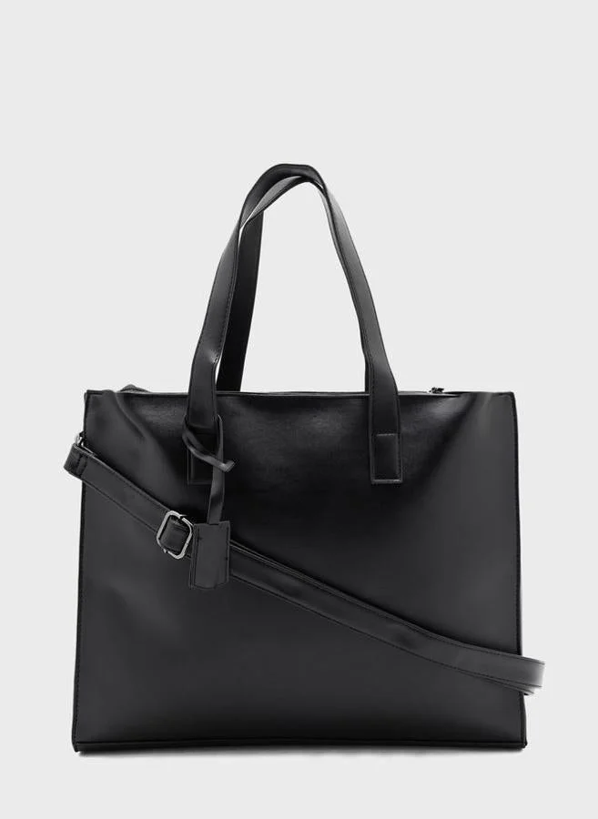 Robert Wood Men'S Faux Leather Casual Tote Bag