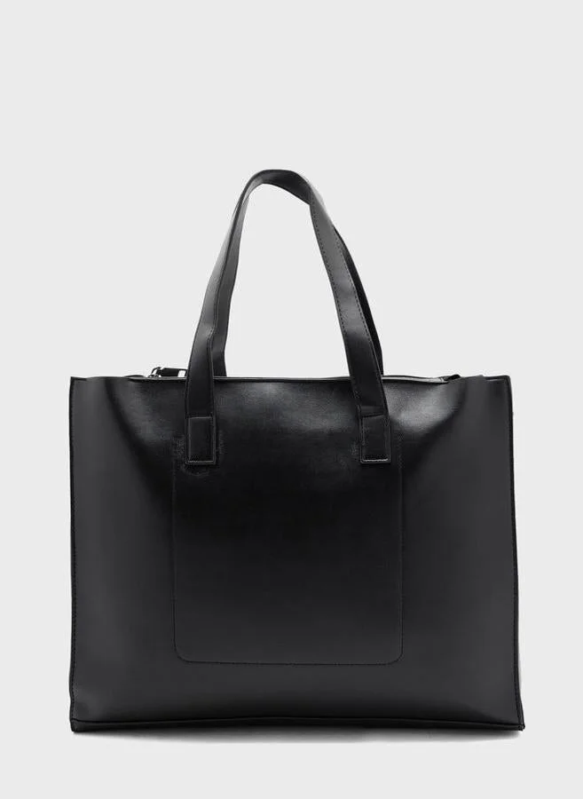 Robert Wood Men'S Faux Leather Casual Tote Bag