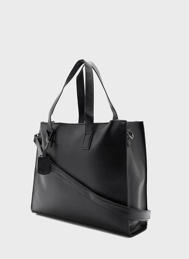Robert Wood Men'S Faux Leather Casual Tote Bag