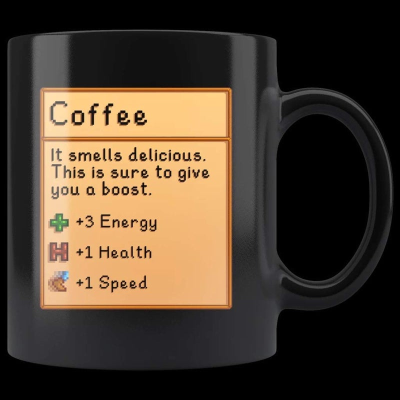 VIGAT Coffee Stardew Valley It Smells Delicious Energy Health Speed Black 11oz Mug