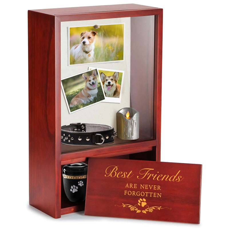 TJMOREE Dog Urns for Ashes Memorial Display Case Pet Sympathy Gifts Best Friends Never Forgotten