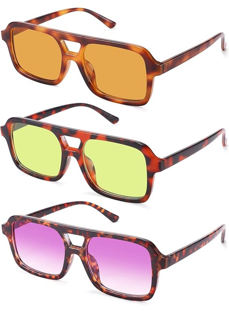 Zikra Vintage Square 70s Flat Aviator Sunglasses Women Men Classic Retro Stylish Frame UV400 Sunglasses - Image 1