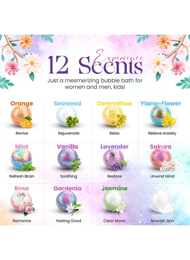 HaHaHai Natural Handmade Bath Bombs Salt Balls Gift Set, 12 PCS with Sea Salt & Shea Butter, Moisturizing Dry Skin, Stress Relief, Bubble Bath, Perfect Care Relaxing Spa Gifts for Women, Men & Kids - Image 3