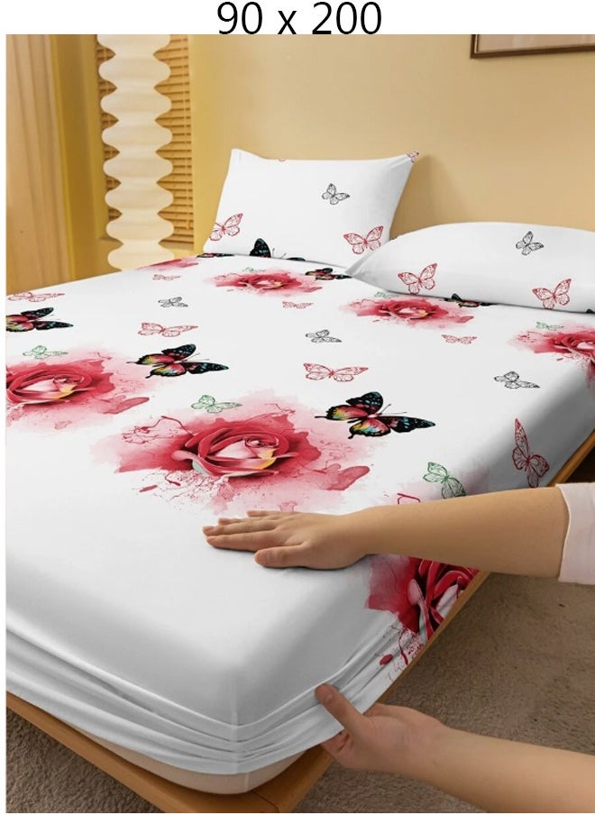 Generic Single Fitted Bed Sheet White 90 x 200 cm Without Pillow Cover  - Image 1