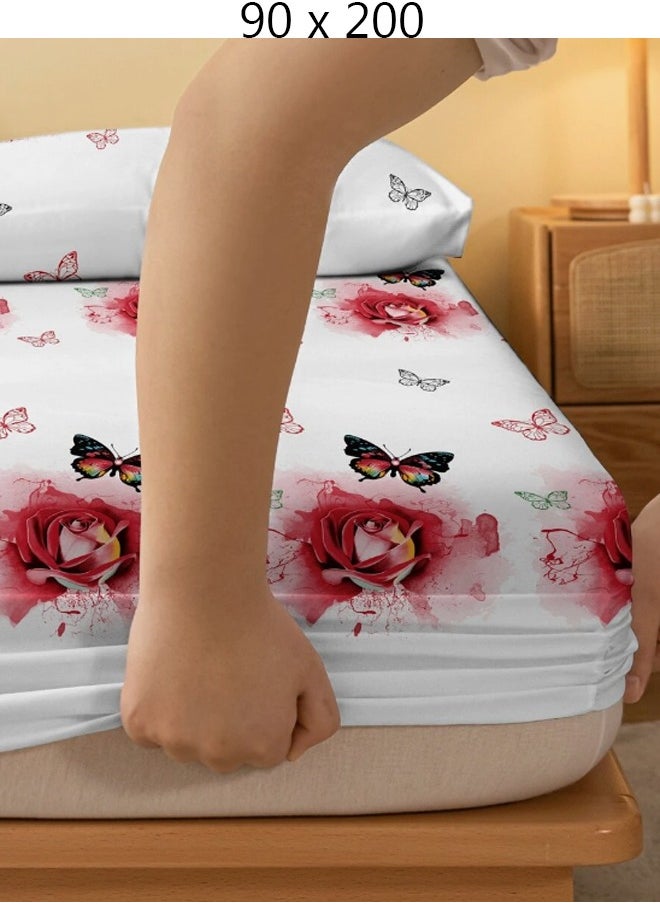 Generic Single Fitted Bed Sheet White 90 x 200 cm Without Pillow Cover  - Image 2
