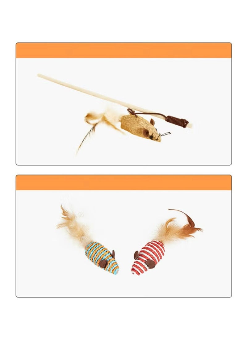 Interactive Cat Toy Set with Play Wand, includes 7 different toys with feathers and ropes, stimulation and entertainment toy for indoor cats, cat teaser wand that helps activate natural hunting instincts, suitable for all cat sizes - Image 5