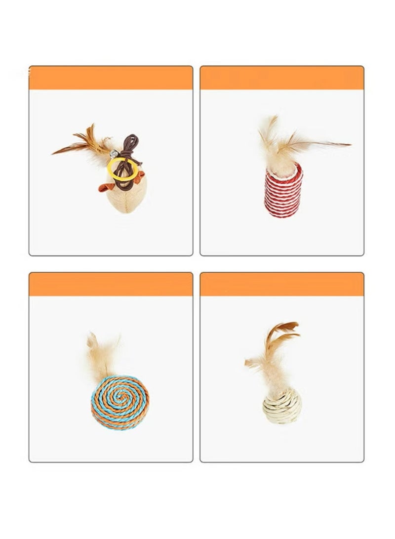 Interactive Cat Toy Set with Play Wand, includes 7 different toys with feathers and ropes, stimulation and entertainment toy for indoor cats, cat teaser wand that helps activate natural hunting instincts, suitable for all cat sizes - Image 4