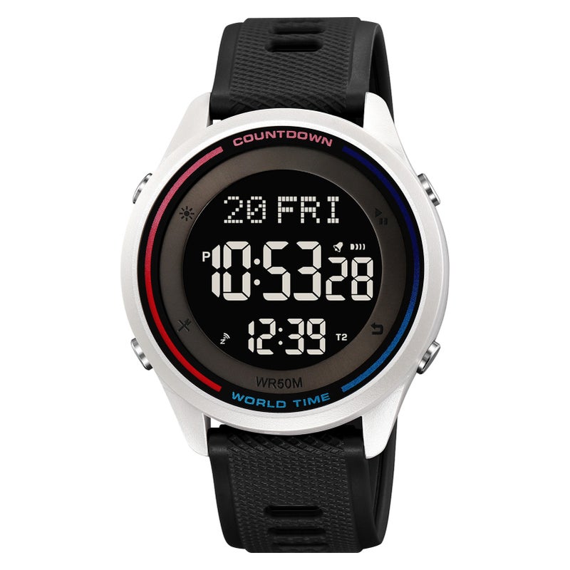 SKMEI 2348 Digital Watch for Men Women with Backlight 50M Water Resistant World Time Daily Alarm Snooze Hourly Chime Stopwatch Countdown Daylight Saving Time 12/24 Hour Format - Image 1