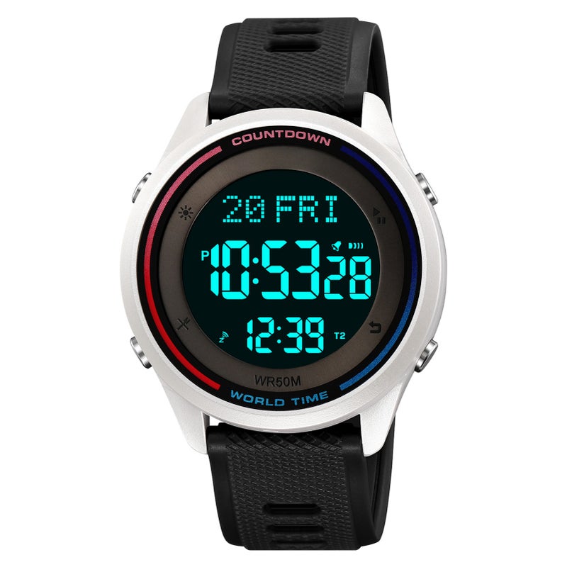 SKMEI 2348 Digital Watch for Men Women with Backlight 50M Water Resistant World Time Daily Alarm Snooze Hourly Chime Stopwatch Countdown Daylight Saving Time 12/24 Hour Format - Image 5
