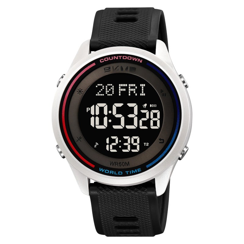 SKMEI 2348 Digital Watch for Men Women with Backlight 50M Water Resistant World Time Daily Alarm Snooze Hourly Chime Stopwatch Countdown Daylight Saving Time 12/24 Hour Format - Image 3