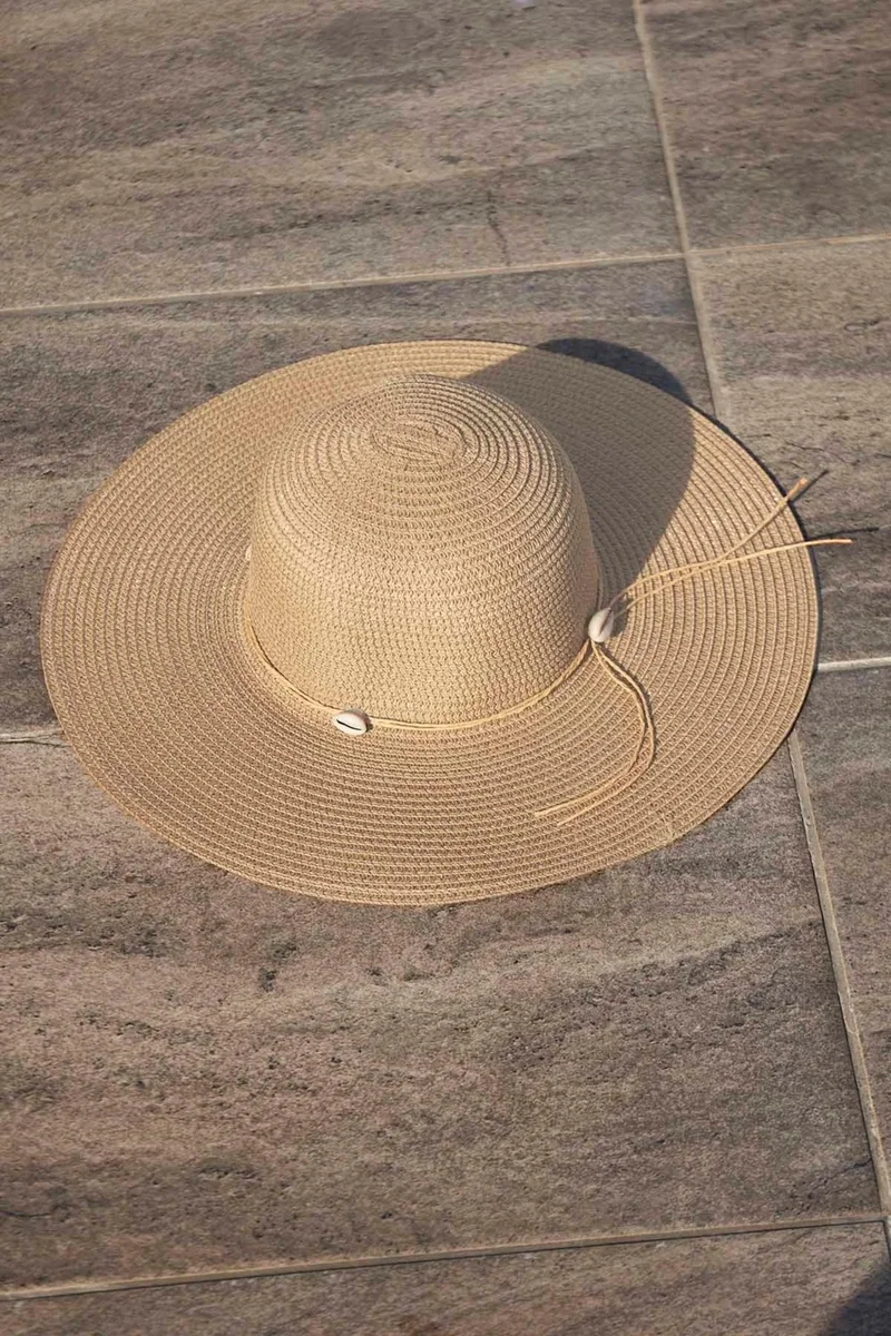 Remsa Mayo Remsa Swimsuit Seashell Straw Hat Dark Beige Rş-26