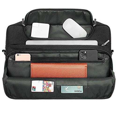DOMISO 14 Inch Multi-Functional Laptop Sleeve Business Briefcase Waterproof Messenger Shoulder Bag for 14" Laptops/Chromebook/Ultrabook/Apple/Lenovo/HP/Dell/ASUS/Acer, Black - Image 4