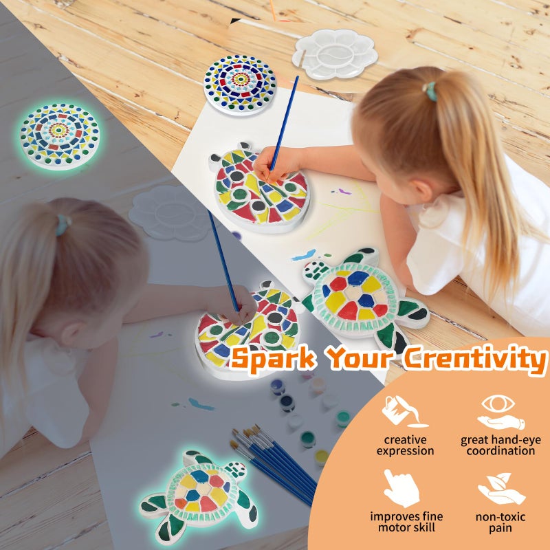 EggSun 8Pcs Stepping Stones Painting Crafts Kit for Kids 4 8 6, DIY Garden Stones Outdoor Paint Your Own Ceramic Unicorn Arts and Crafts for Boys Girls Ages 4 7 9 10 12 Birthday Gifts - Image 5