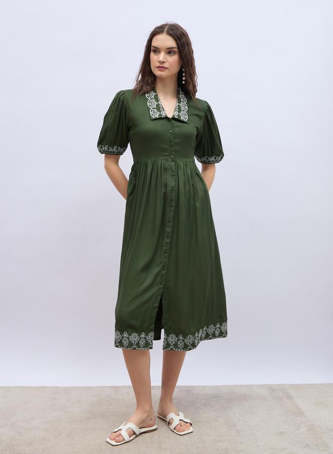 Styli Embroidered Poplin Dress - Image 2