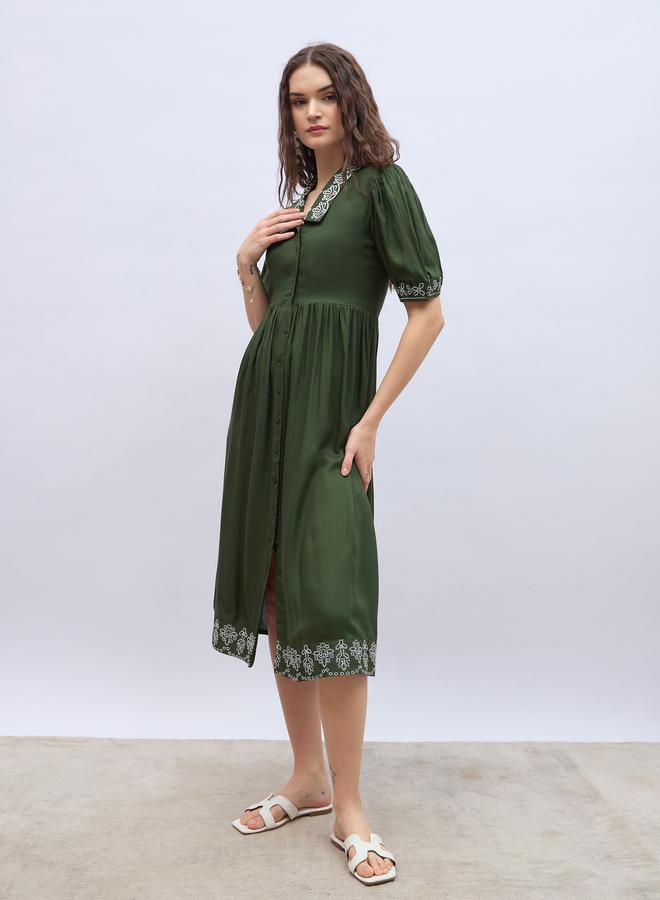 Styli Embroidered Poplin Dress - Image 3