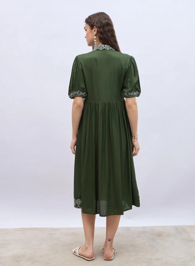 Styli Embroidered Poplin Dress