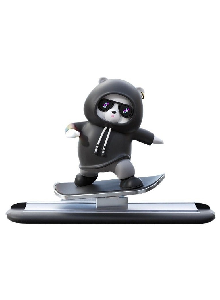 Generic Skateboard Bear Car Dashboard Decor - Animated Sliding Cartoon Ornament, Anti-Slip Cute Car Accessory for Dashboard, Windshield, and Rearview Mirror  - Image 1