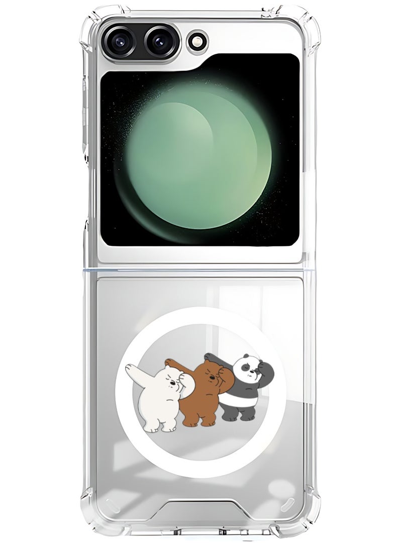 Theodor Magnetic Case for Samsung Galaxy Z Flip 5 Compatible with MagSafe Wireless Charging, Shockproof Phone Bumper Cover Panda dance  - Image 1