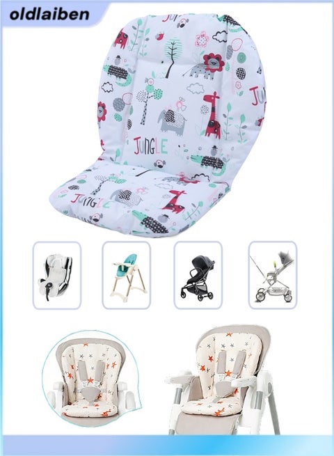 Baby Seat Pad,Baby Seat Cushion,Cotton Baby Dining Chair Cushion, Baby Stroller Cushion, Soft Baby Carriage Cushion, Colored Pattern Design Baby High Chair Cushion, Car Seat Pad（Giraffe Pattern）