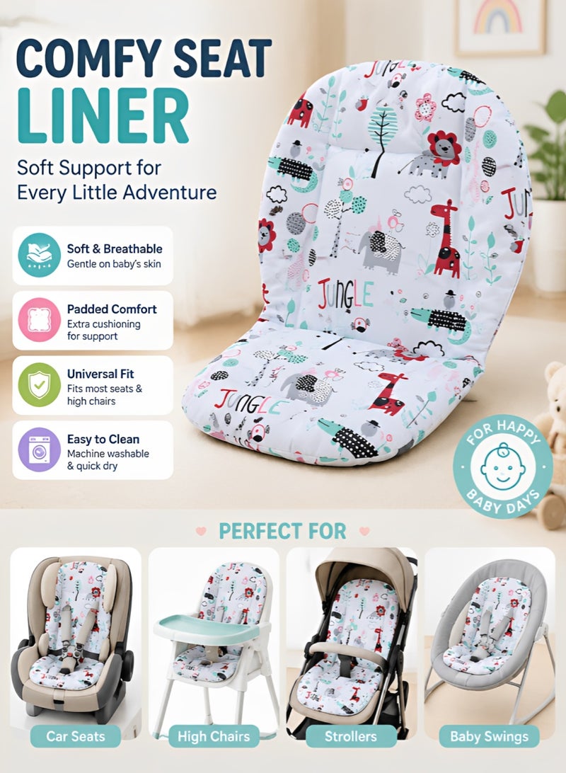 oldlaiben Baby Seat Pad,Baby Seat Cushion,Cotton Baby Dining Chair Cushion, Baby Stroller Cushion, Soft Baby Carriage Cushion, Colored Pattern Design Baby High Chair Cushion, Car Seat Pad（Giraffe Pattern） - Image 1