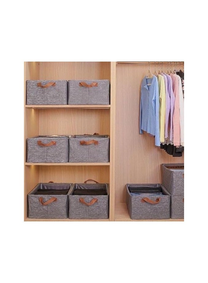 صندوق تخزين قماشي قابل للطي مع غطاء شفاف، منظم ملابس قماشي كبير لخزانة الملابس، سلة خزانة قابلة للغسل بمقابض متينة ورف مقوى معدني - Image 2