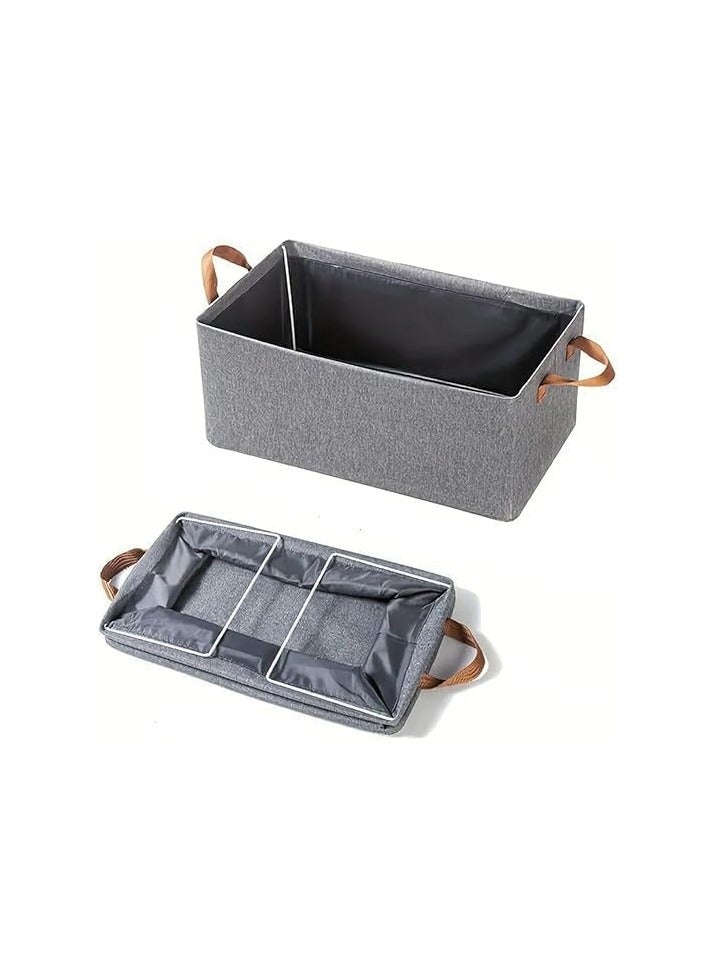 صندوق تخزين قماشي قابل للطي مع غطاء شفاف، منظم ملابس قماشي كبير لخزانة الملابس، سلة خزانة قابلة للغسل بمقابض متينة ورف مقوى معدني - Image 4