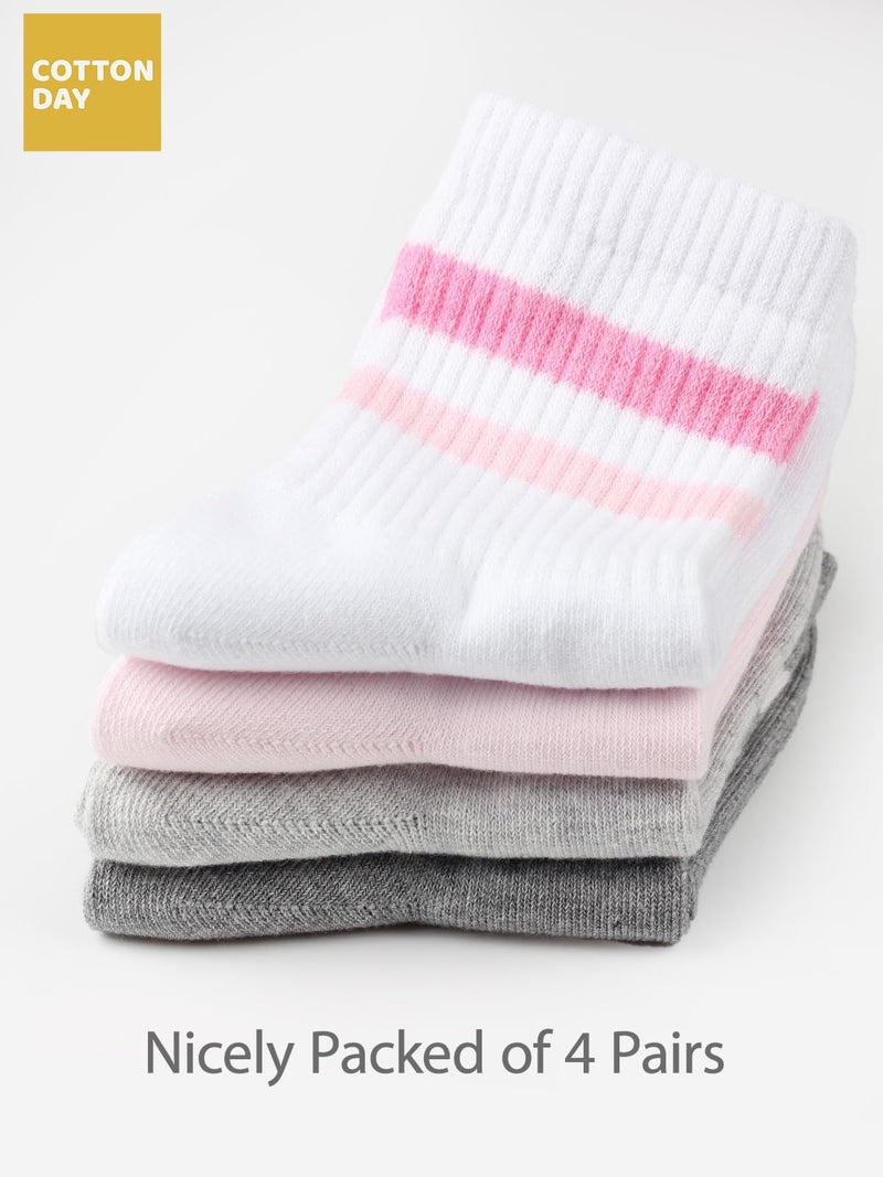 COTTON DAY Kids Girls Valentine's Day Socks with Hearts Stripes Size L (10) 8-10 Years - Image 5