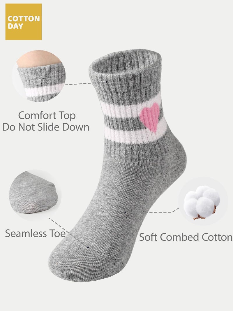 COTTON DAY Kids Girls Valentine's Day Socks with Hearts Stripes Size L (10) 8-10 Years - Image 4