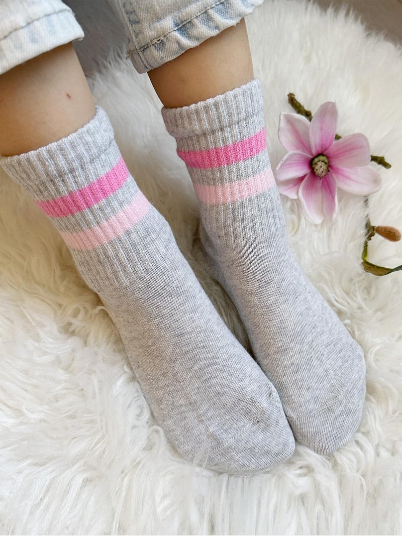 COTTON DAY Kids Girls Valentine's Day Socks with Hearts Stripes Size L (10) 8-10 Years - Image 2