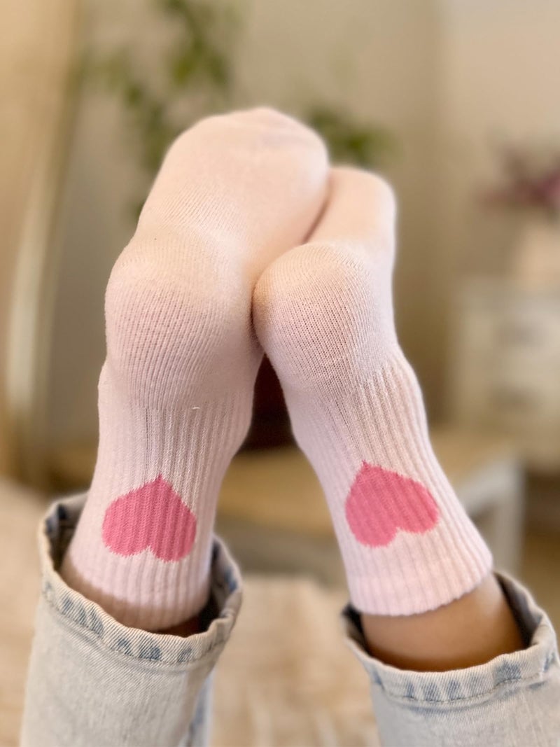 COTTON DAY Kids Girls Valentine's Day Socks with Hearts Stripes Size L (10) 8-10 Years - Image 3