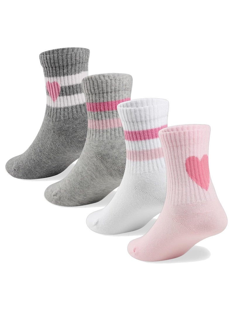 COTTON DAY Kids Girls Valentine's Day Socks with Hearts Stripes Size L (10) 8-10 Years - Image 1