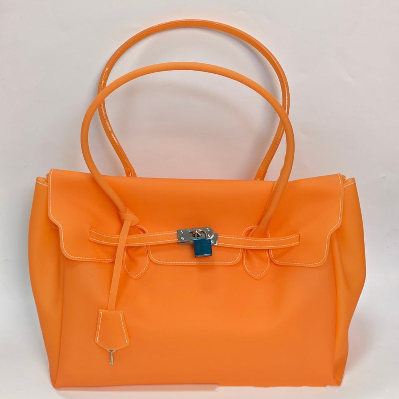 Jelly Firkin Clear Lock Buckle Tote Bag – Kiiikiii Style Macaron Color PVC Handbag