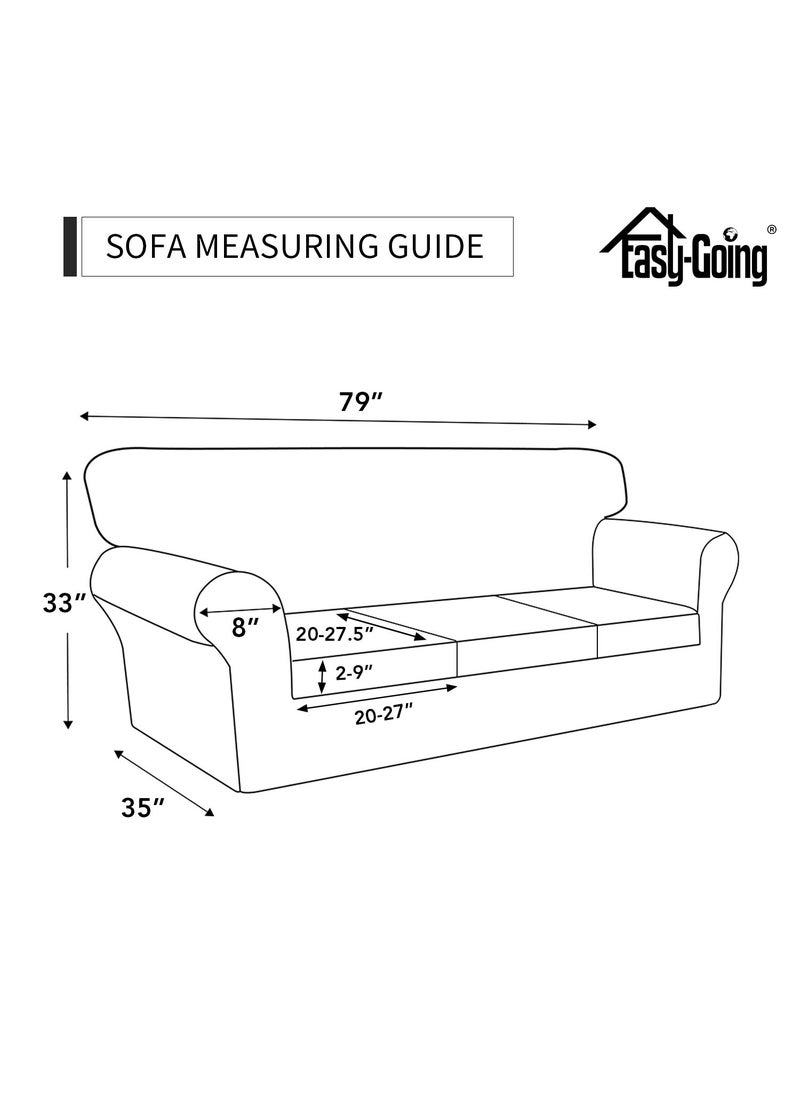 Easy-Going Easy-Going 4 Pieces Stretch Soft Couch Cover for Dogs - Washable Sofa Slipcover for 3 Separate Cushion Couch - Elastic Furniture Protector for Pets  Kids (Sofa  Greyish Green  Large)  - Image 4
