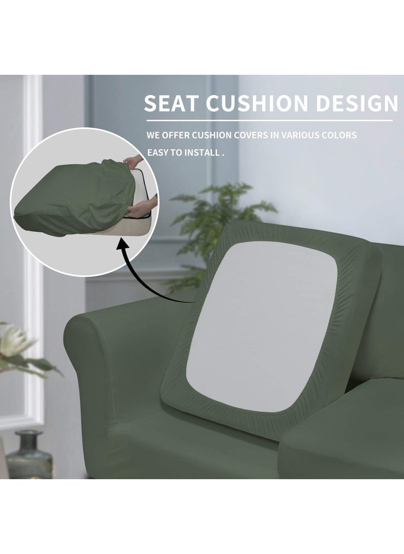 Easy-Going Easy-Going 4 Pieces Stretch Soft Couch Cover for Dogs - Washable Sofa Slipcover for 3 Separate Cushion Couch - Elastic Furniture Protector for Pets  Kids (Sofa  Greyish Green  Large)  - Image 3