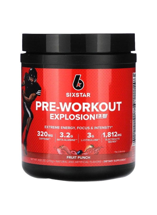 SIX STAR SIXSTAR, Pre-Workout Explosion 2.0, Fruit Punch, 9.52 oz (270 g)  - Image 1