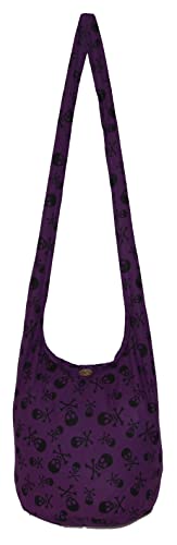 All Best Thing Skull Bohemian Boho Hobo Hippie Gothic Crossbody Bag Purse 33" Black (DarkPurpleBlack) - Image 1
