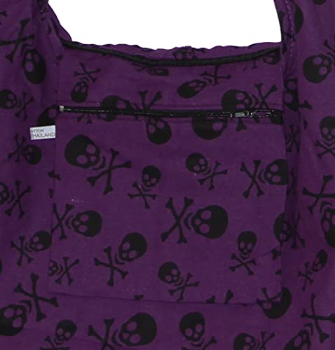 All Best Thing Skull Bohemian Boho Hobo Hippie Gothic Crossbody Bag Purse 33" Black (DarkPurpleBlack) - Image 3