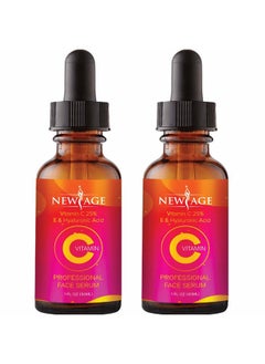 New Age (2-PACK) Vitamin C Serum with Hyaluronic Acid for Face and Eyes - Natural Anti Aging Eye Serum - Facial Serum Fades Age Spots and Sun Damage - By New Age  - Image 1