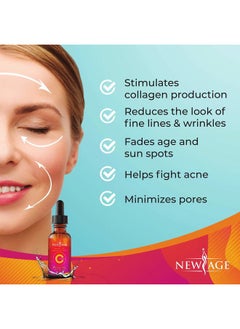 New Age (2-PACK) Vitamin C Serum with Hyaluronic Acid for Face and Eyes - Natural Anti Aging Eye Serum - Facial Serum Fades Age Spots and Sun Damage - By New Age  - Image 4