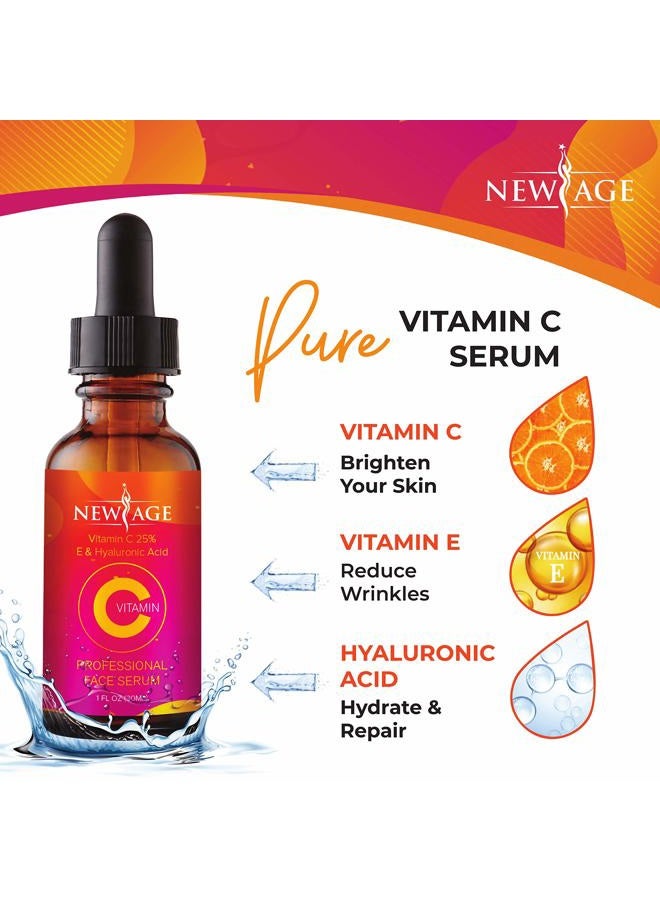 New Age (2-PACK) Vitamin C Serum with Hyaluronic Acid for Face and Eyes - Natural Anti Aging Eye Serum - Facial Serum Fades Age Spots and Sun Damage - By New Age - Image 5