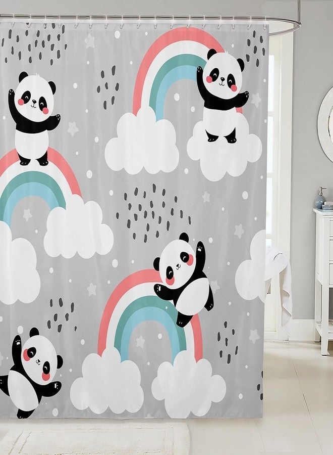 Feelyou Panda Shower Curtain Cute Animal Pattern Bath Curtain for Bathtubs Panda Bear Printed Bathroom Shower Curtain Set Cartoon Giant Panda Waterproof Curtains Stalls Decor 72"x72" - Image 1