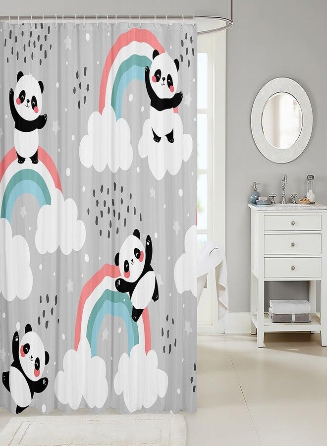 Feelyou Panda Shower Curtain Cute Animal Pattern Bath Curtain for Bathtubs Panda Bear Printed Bathroom Shower Curtain Set Cartoon Giant Panda Waterproof Curtains Stalls Decor 72"x72" - Image 2