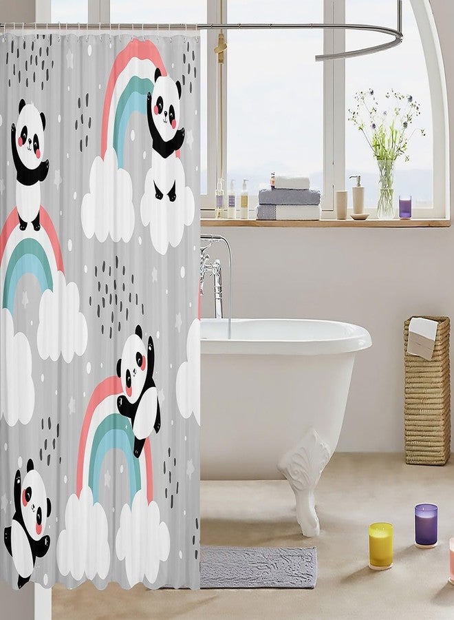 Feelyou Panda Shower Curtain Cute Animal Pattern Bath Curtain for Bathtubs Panda Bear Printed Bathroom Shower Curtain Set Cartoon Giant Panda Waterproof Curtains Stalls Decor 72"x72" - Image 3