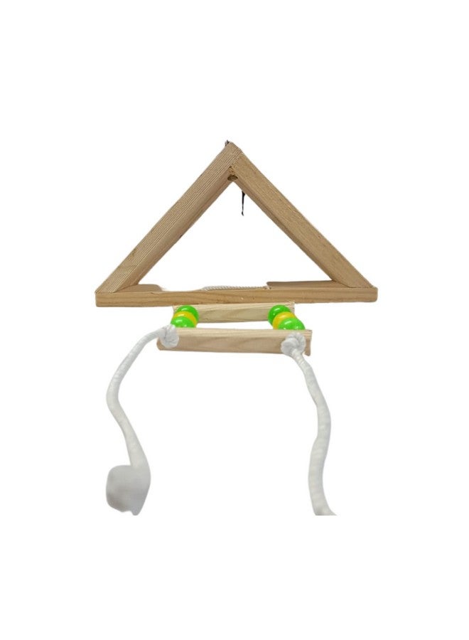 Generic Bird Swing Triangle Hammock With Hanging Wooden Toys | Perch Ring Cage Accessories | Suitable For All Types Of Birds (Triangular) 