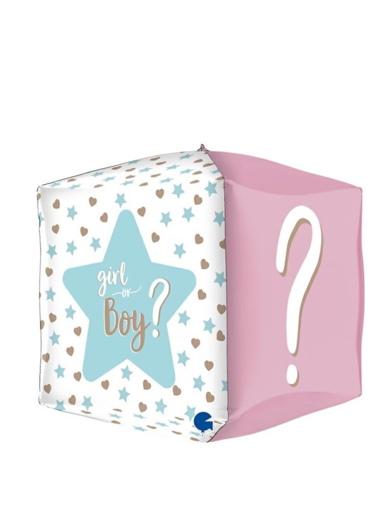 GRABO 15" 4D Foil Balloon Square Gender Reveal  - Image 1