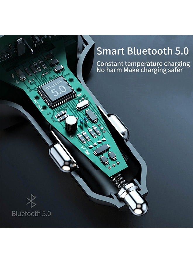 Car Bluetooth Adapter, FM Transmitter Bluetooth 5.0, Audio Receiver Car Charger MP3 Player, LED Display Hands-Free Calling, Light Switch, HiFi Bass Sound, Fast Charging - Image 4