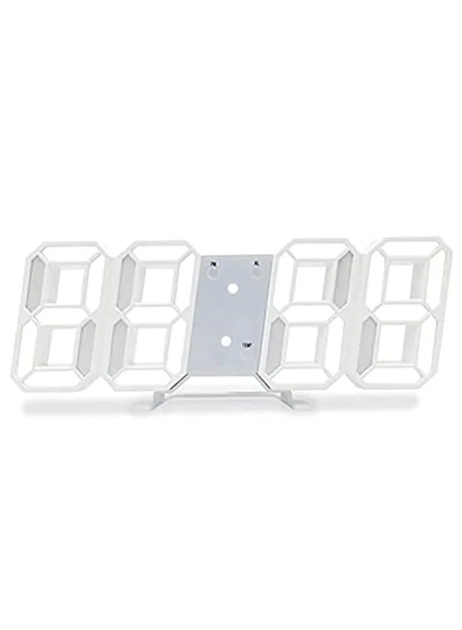 Day Wins 3D Wall Led Alarm Digital Clock White Number Time Clock with Automatic Brightness Adjustable, 12/24 Hr Time/Date Temperature Display, Electric Nightlight Alarm Clock for Modern Home Decoration - Image 1
