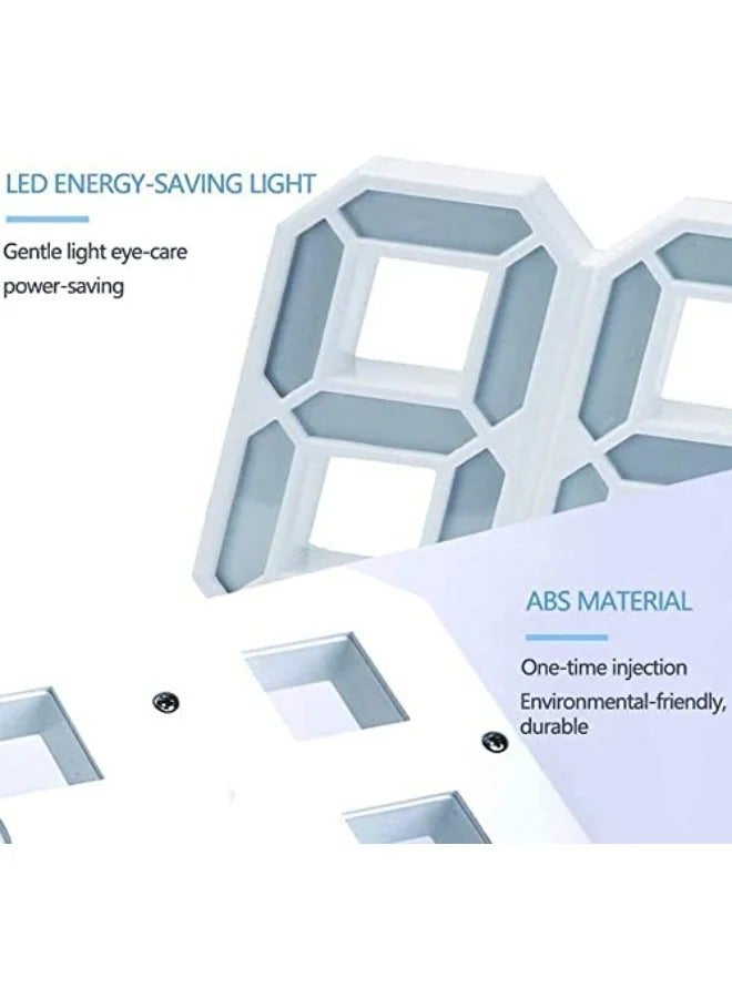 Day Wins 3D Wall Led Alarm Digital Clock White Number Time Clock with Automatic Brightness Adjustable, 12/24 Hr Time/Date Temperature Display, Electric Nightlight Alarm Clock for Modern Home Decoration - Image 4